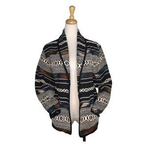 100% Cotton Tapestry Jacket Size M Shawl Collar Carpet Coat